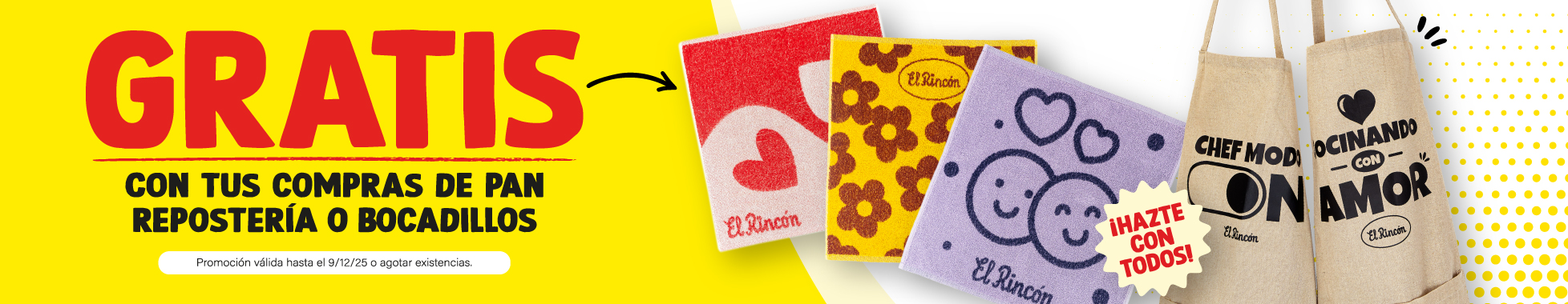 Paños y delantales gratis compra pan